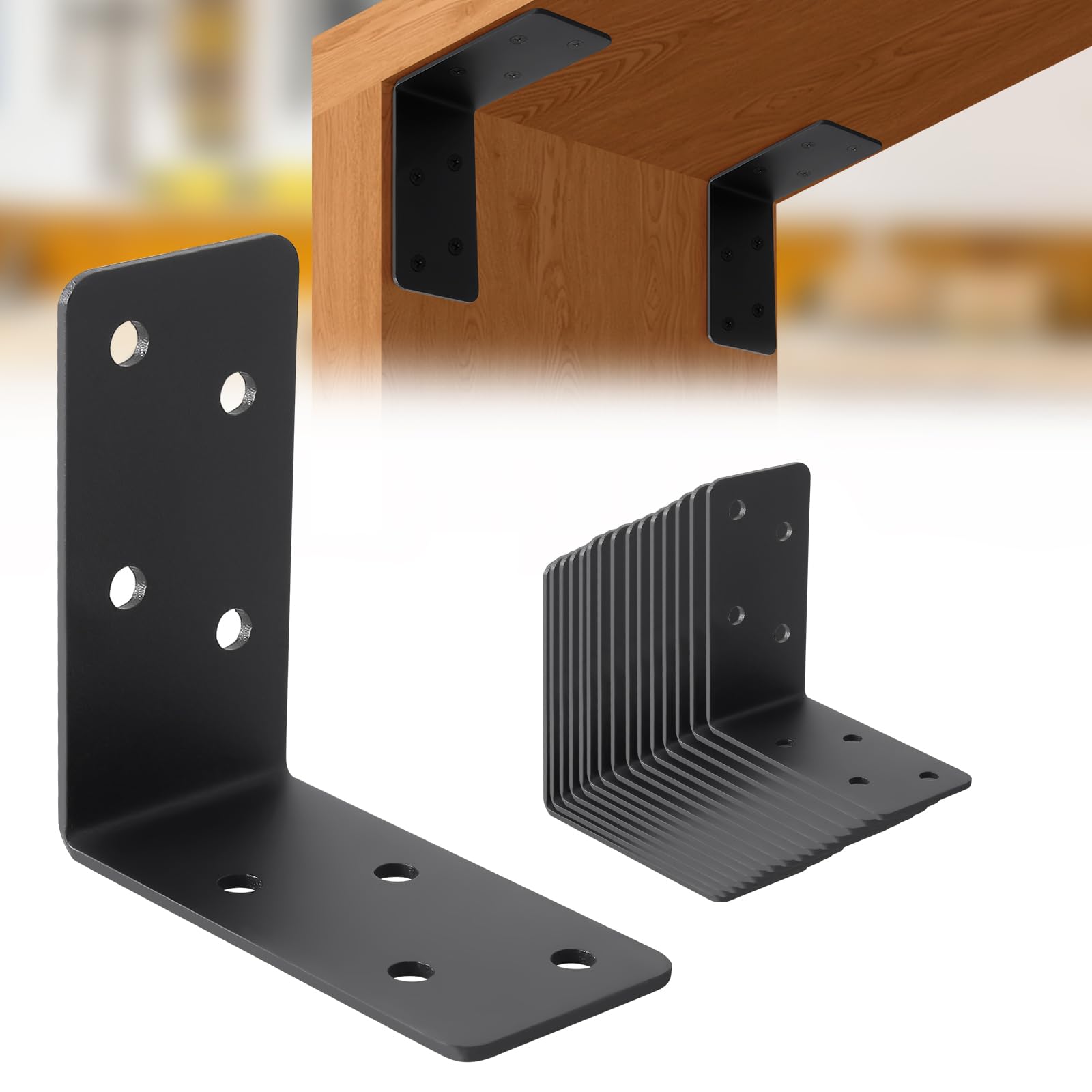 Soportes en forma de L, 16 unidades, soporte de estante de acero de 14 GA de 3 x 3 x 1.5 pulgadas, soportes de ángulo de 90 grados, soporte de esquina para muebles, cama, poste de madera