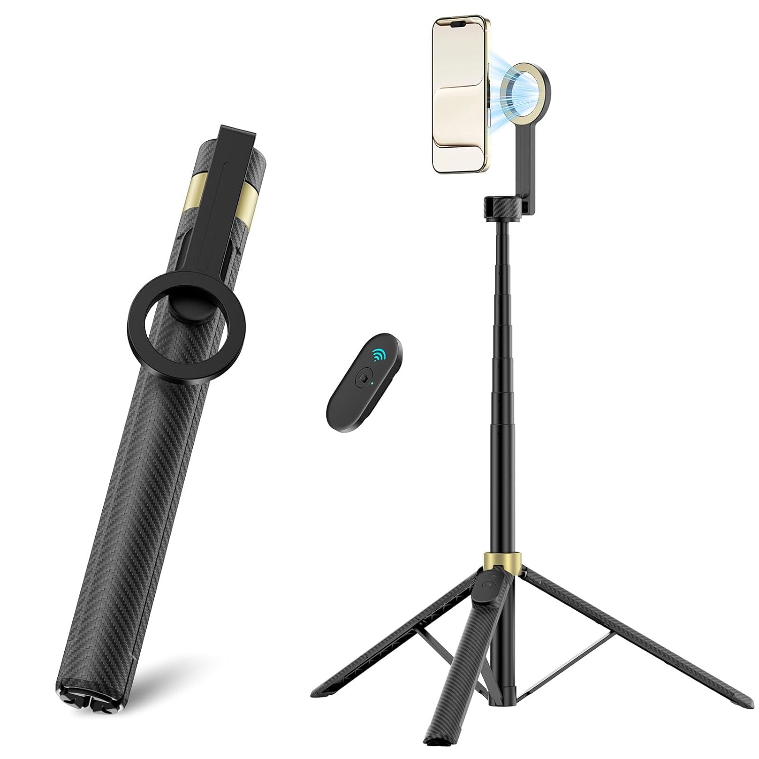 65 Magnetic Tripod for iPhone Selfie Stick Tripod with Remote 360 Rotatable Extendable Travel Tripod Phone Stand with