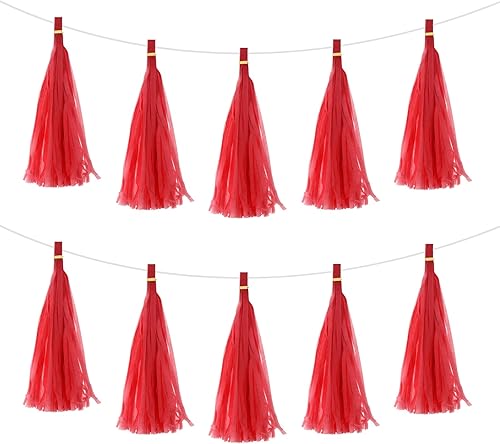 Vista 116 de MECCANIXITY 15Pcs Dark Purple Tassel Garland Banner with Rope Tissue Paper Tassels Party DIY Kits for Anniversary Wedding Birthday Party