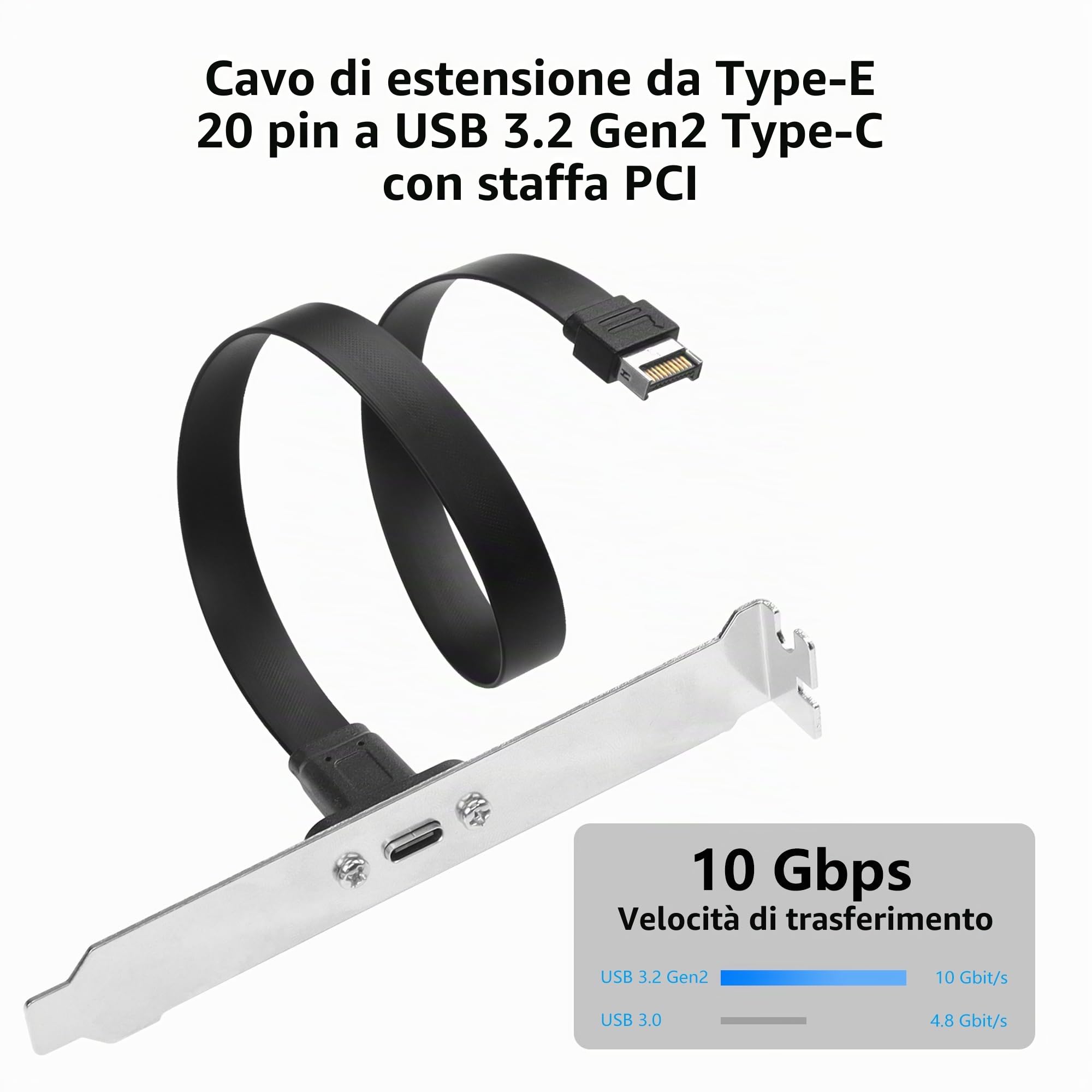 Prolunga USB-C Maschio-femmina – 1 Metro, Montaggio A Pannello Con Foro A Vite