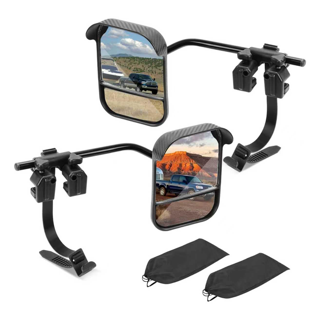 Photo 1 of Dual View Mirror Extenders for Towing with Rain Visor, Adjustable Clip On Tow Mirrors, Universal Side Mirror Extensions for Car Truck Trailer RV SUV, Convex Rearview Towing Mirror Extensions, 2 PCS