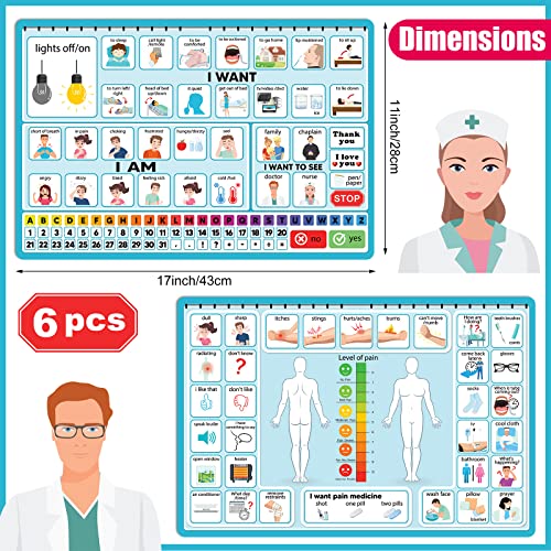 6 Pcs Communication Board for Nonverbal Adults Aphasia Colorful Picture Symbol Communication Cards for Patients Children(Blue) - Image 4