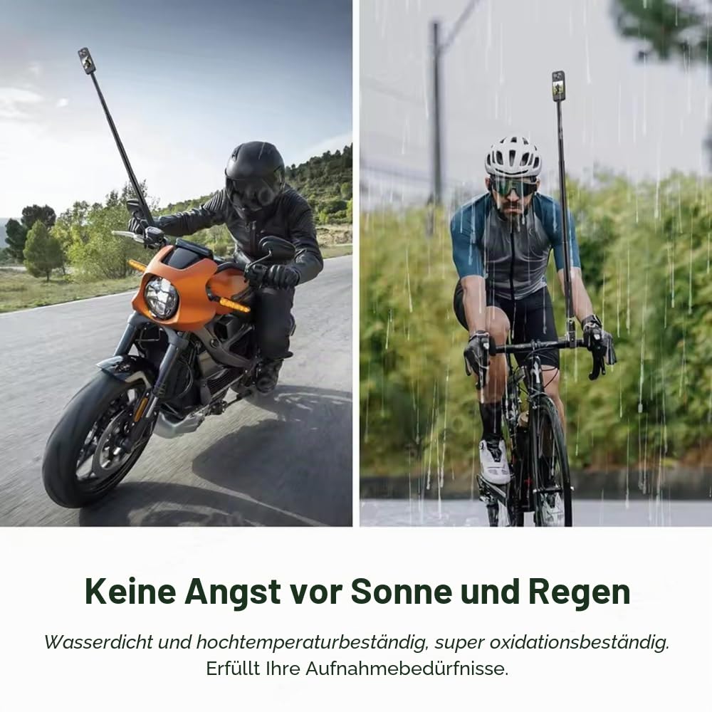 Lenker Action Kamera Halterung,Super Clamp Magic Arm Kamera Mount ,Action Kamera Motorrad Mount,mit verstellbare 193cm Selfie Stick,360-Grad-Drehung,Aluminiummaterial,für Insta360 XR2 DIY Montage