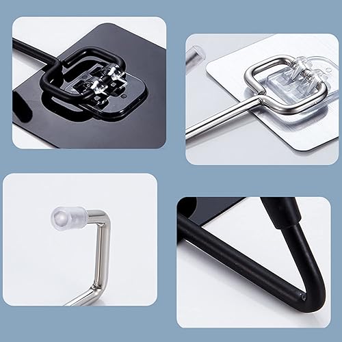 Miniatura 4 de DASITON Ganchos adhesivos grandes de 22 libras (máx.), ganchos de doble gancho para toallas y abrigos, para el hogar, cocina, dormitorio, baño,