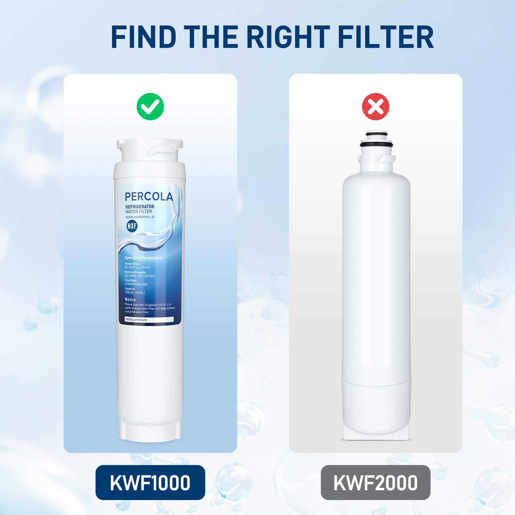 Filtro de agua KWF1000, certificado NSF 42 y 372, paquete de 3 | Filtro de agua transparente intensivo Miele 11513640 KWF1000 para electrodomésticos Master Cool con máquina de hielo