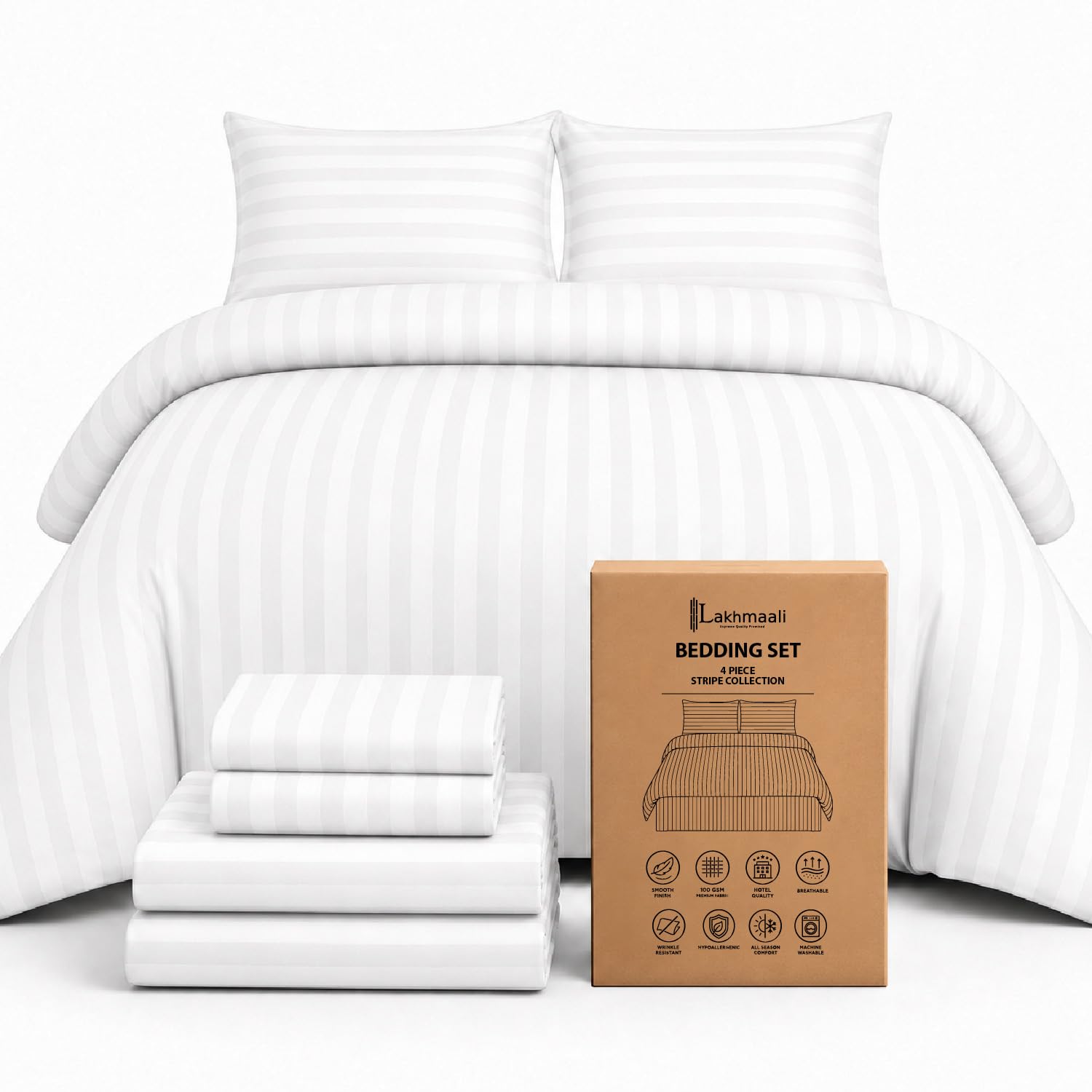 Lakhmaali Single Duvet Cover Set - Fitted Sheet, 1 Pillow case 50x75cm