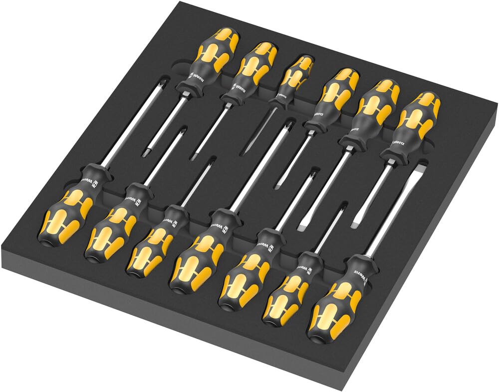 Wera 9714 Foam Insert Chiseldriver Screwdriver Set 1, 13 Piece Hammer Thru Set