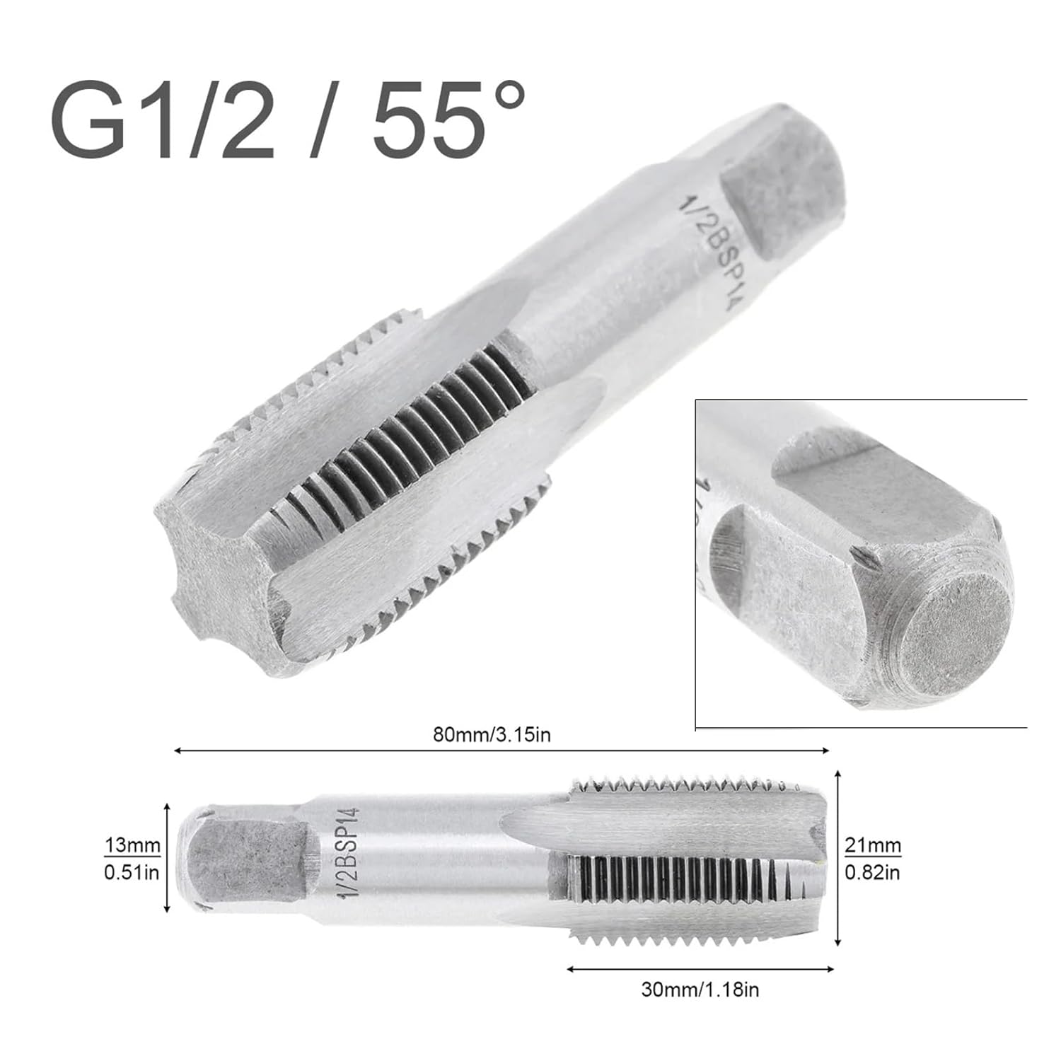 Drill Tap Bit Set, High Speed Steel Thread Tap G1-55 Degrees Attack Pipe Plate Hand Tapping Tool G Tap