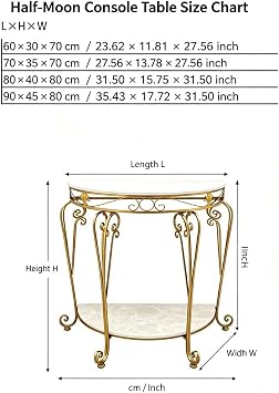 Half Moon Console Table, Modern Entryway Table with Metal Legs