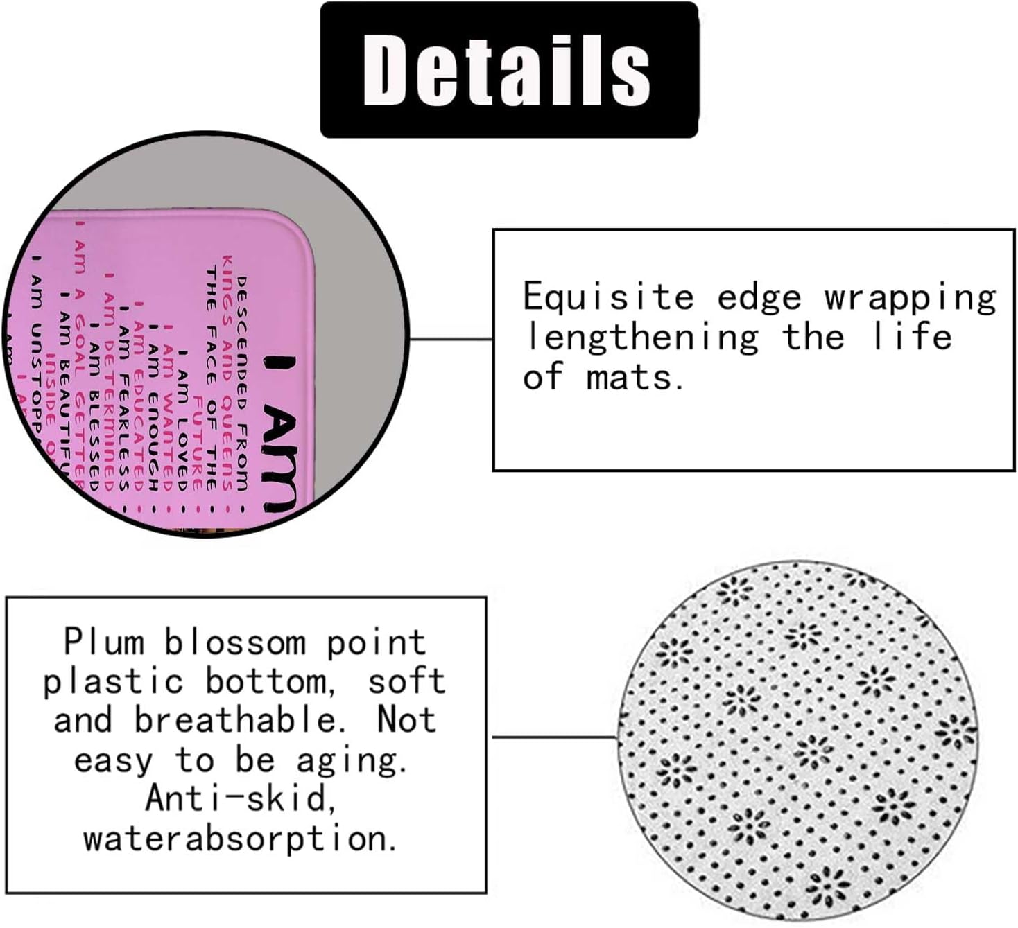 4PCS Inspirational Quotes African American Shower Curtain Sets with Rugs, Waterproof Fabric Pink Shower Curtain Cute Black Girl Magic Positive Motivational Word Afro Black Woman Bathroom Decor