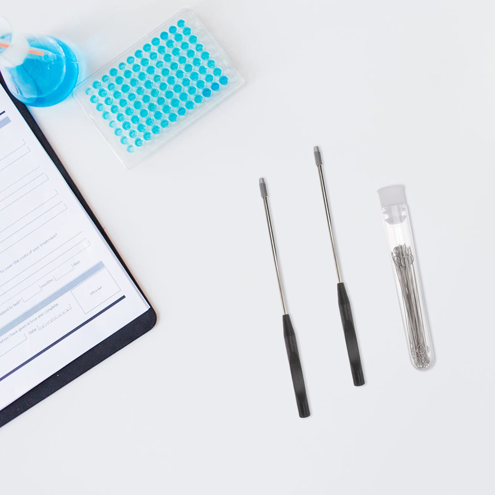 ULTECHNOVO Varilla De Inoculación De Microbiología Kit De 2 Piezas Con 90 Anillos Reemplazables Asa Reutilizable Con Mango Revestido Para Suministros De Laboratorio 8.26 X 0.47 X 0.47 in