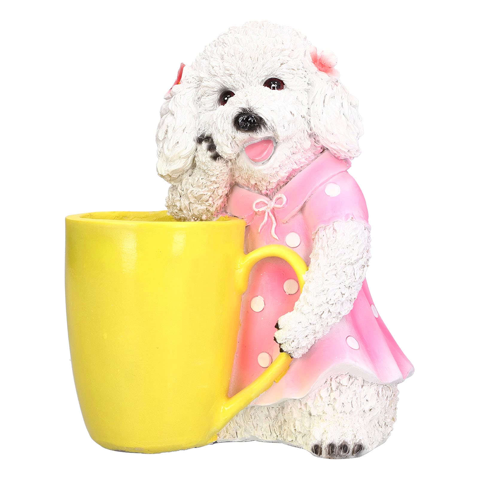 Simulation de pot de fleurs et ornement de chien en résine pour embellir un jardin vide