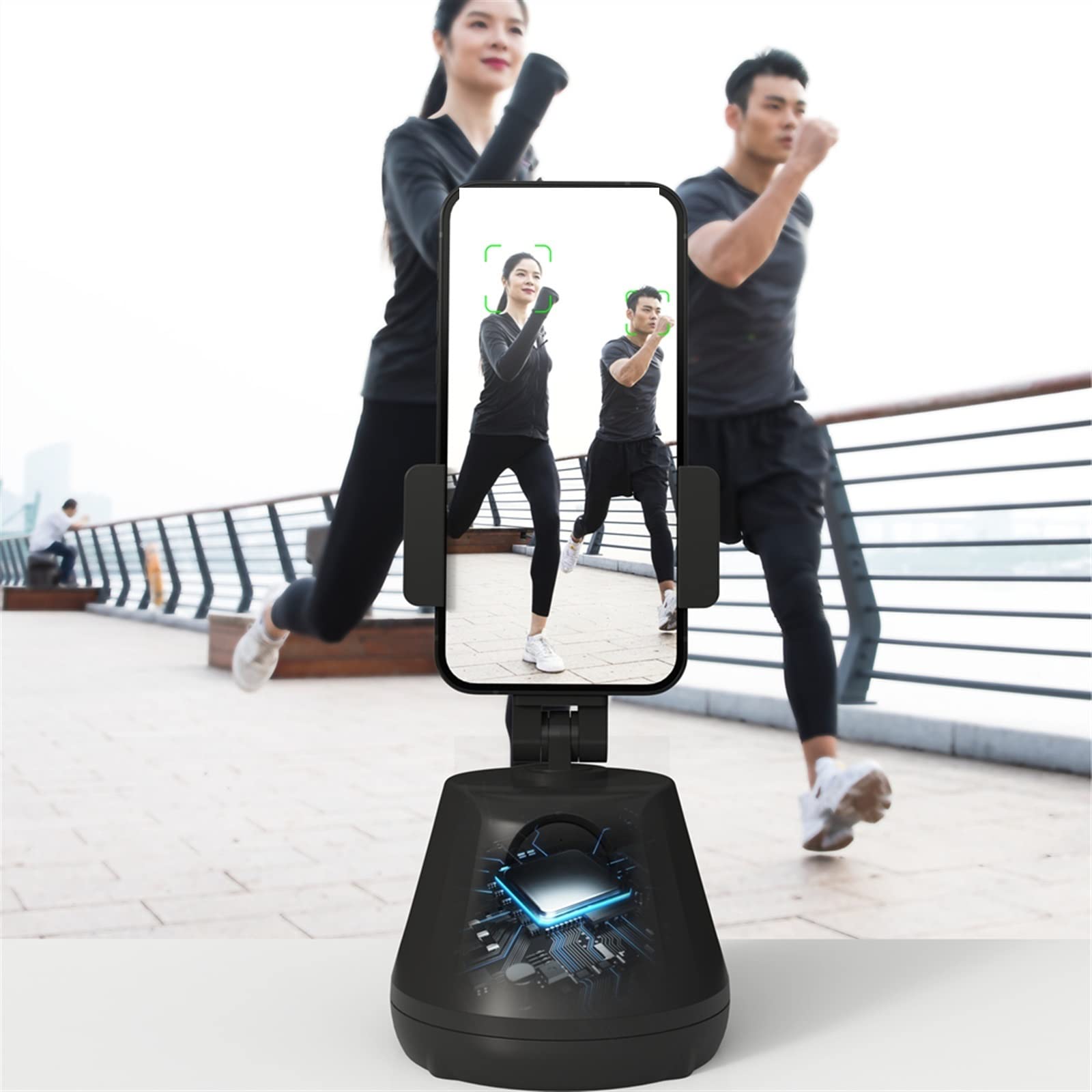 Videocamera, Face Tracking Smart Gimbal Stabilizzatore Supporto for telefono cellulare con rotazione automatica Selfie Stick Wireless Stand for Live Cast(White)