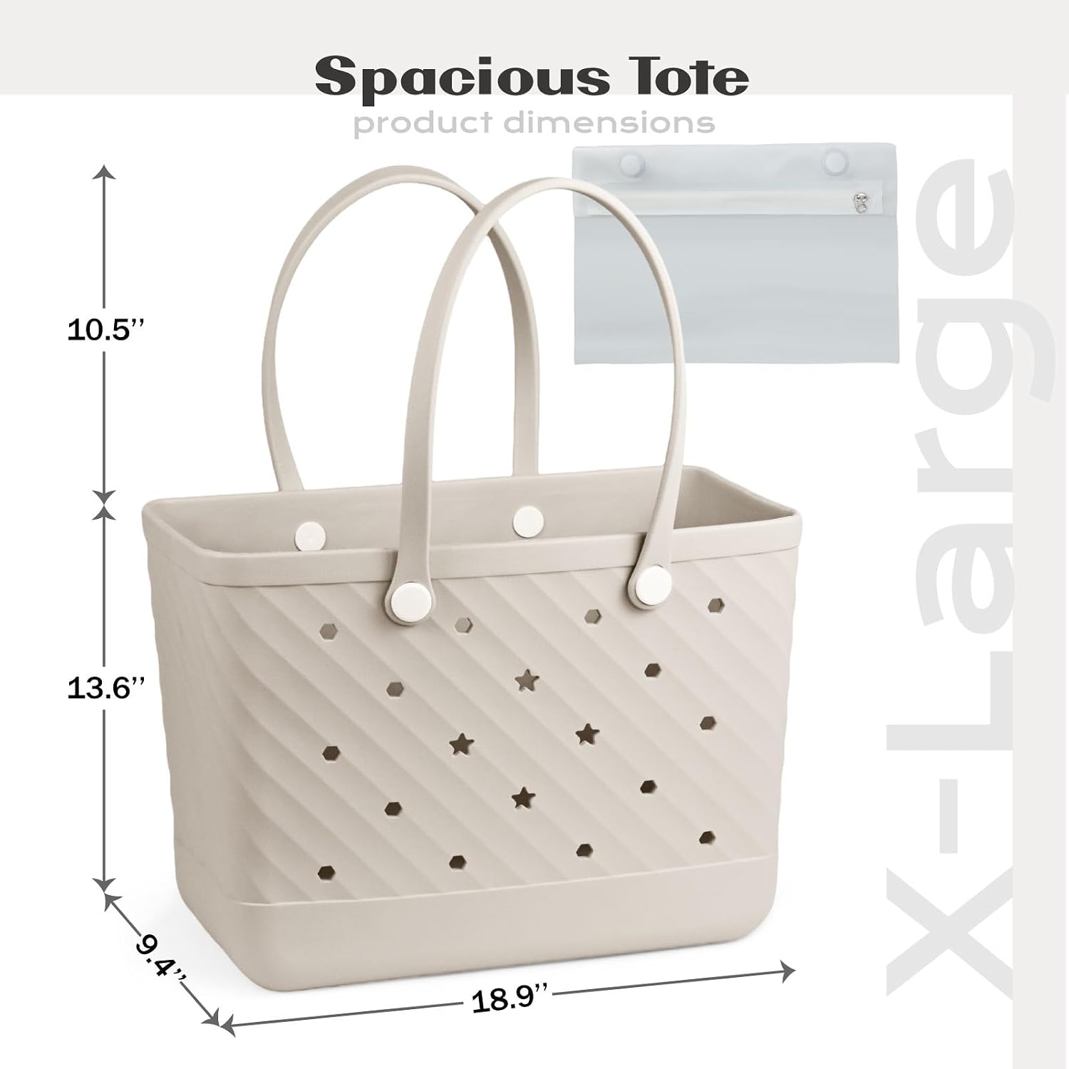Rubber Tote Bag Extra Large & Medium, Waterproof Beach Bag for Women Men, Pool Travel Swim Silicone Tote