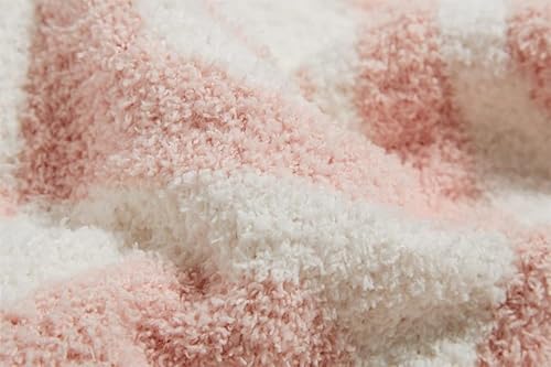 Miniatura 8 de Happy Face - Manta de punto reversible suave con patrón lindo de dos tonos, manta para niños, cálida y acogedora para el hogar, sofá (morado claro)