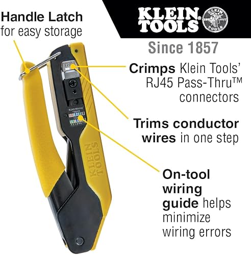 Miniatura 3 de Klein Tools VDV026-813 Kit de probador de cable Ethernet RJ45 y crimpadora, tecnología de paso, incluye conectores para aplicaciones de datos Cat5e