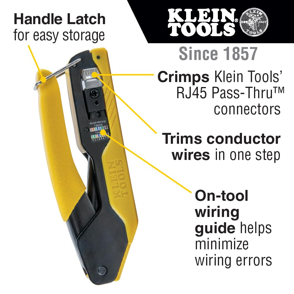 Klein Tools VDV226-005 Compact Modular Data Cable Crimping Tool, for Pass-Thru RJ45 Connectors
