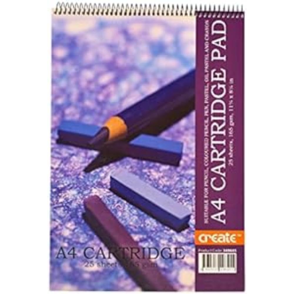 Create Spiral A4 Cartridge Pad, 165gsm Mixed Media Art, Sketching & Drawing Pad, Suitable for Pencil Pen, Crayon & Pastels