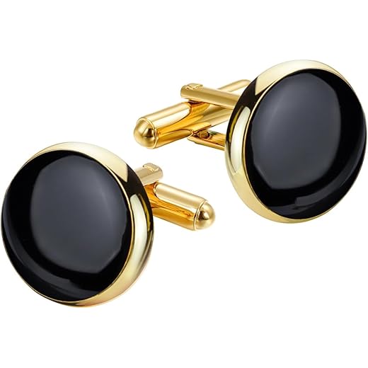VAMA FASHIONS Elegant Black Cufflinks Shirt Formal Wedding Business Wear Tuxedo Cuff Links for men