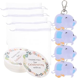 Abaodam 30 Juegos de Llaveros de Elefante Es Un Recuerdo de Devolución de Baby Shower para Invitados con Bolsas de Organza Y Etiquetas de Agradecimiento por Artículos de Fiesta de