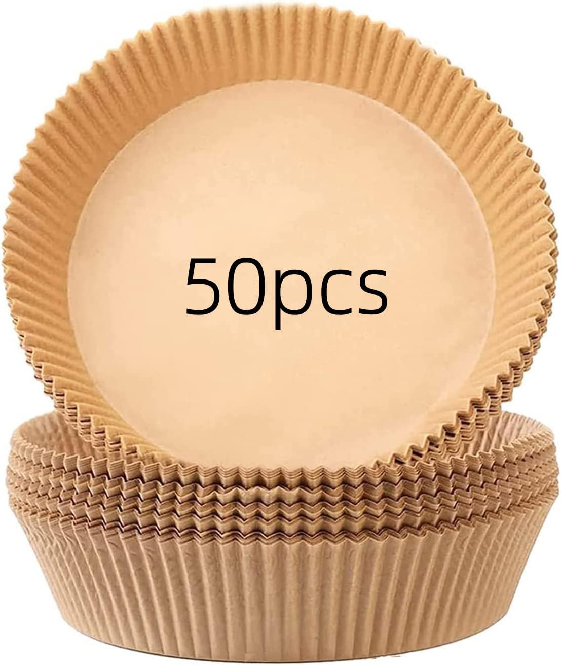 GUGULE 50 PCS Air Fryer Disposable Paper Liner, Non-Stick Air Fryer Liners, Round Food Grade Baking Paper for Air Fryer Oven Roasting Microwave (6.3inch/16cm)