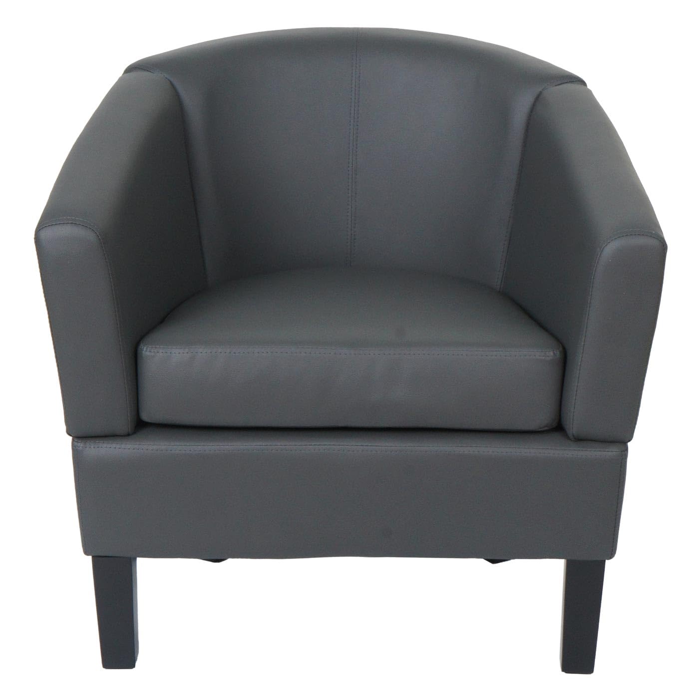 Mendler Lounge-Sessel HWC-O17AM, Sessel Clubsessel Cocktailsessel, FSC®-Zertifiziert Kunstleder - grau