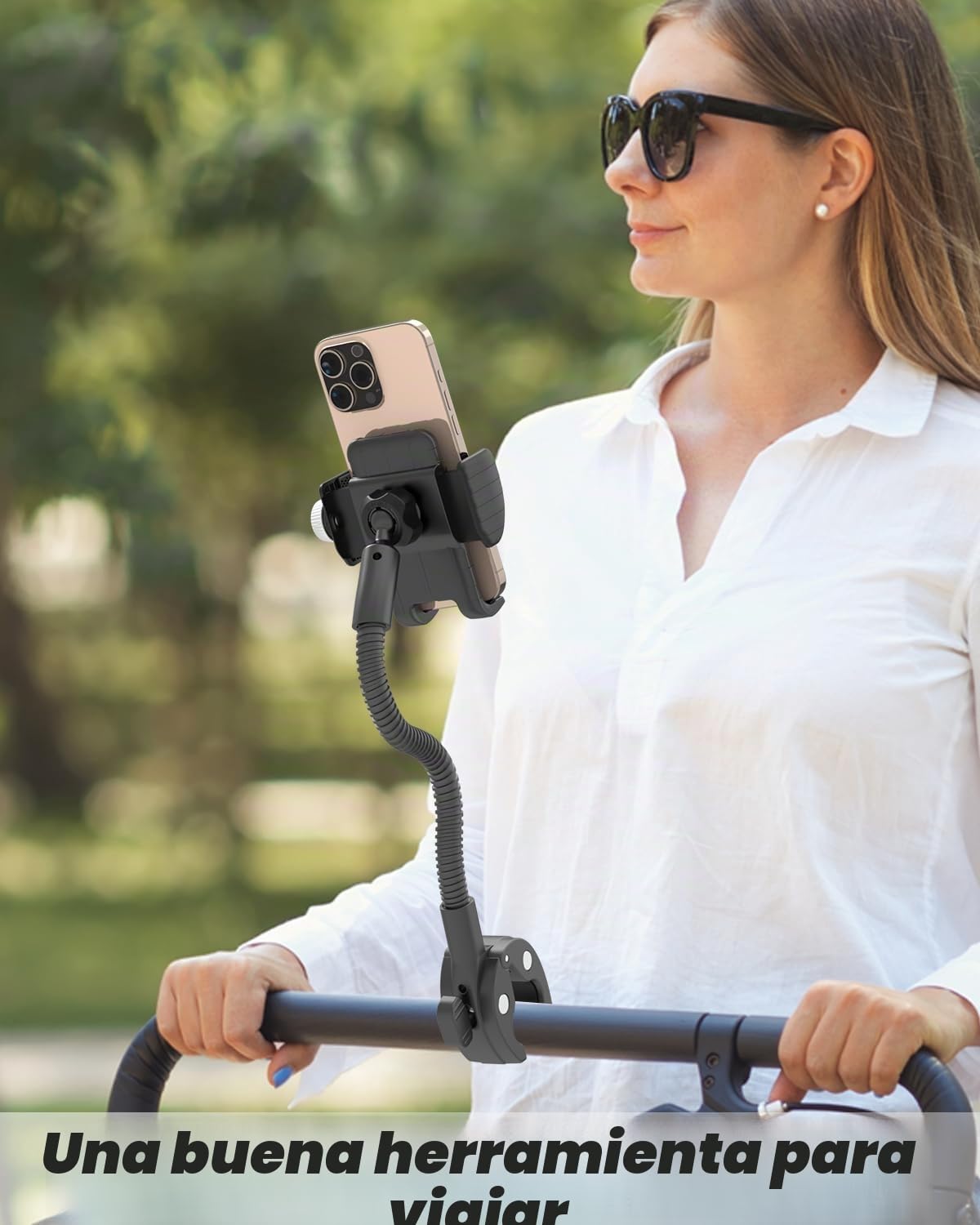 LYFPOOOM Soporte Cuello Cisne para teléfono móvil para Silla de Ruedas y Cochecito, Soporte portátil para teléfono Compatible con iPhone 16 Pro Max/15/14/13/12 y Todos los teléfonos Inteligentes.