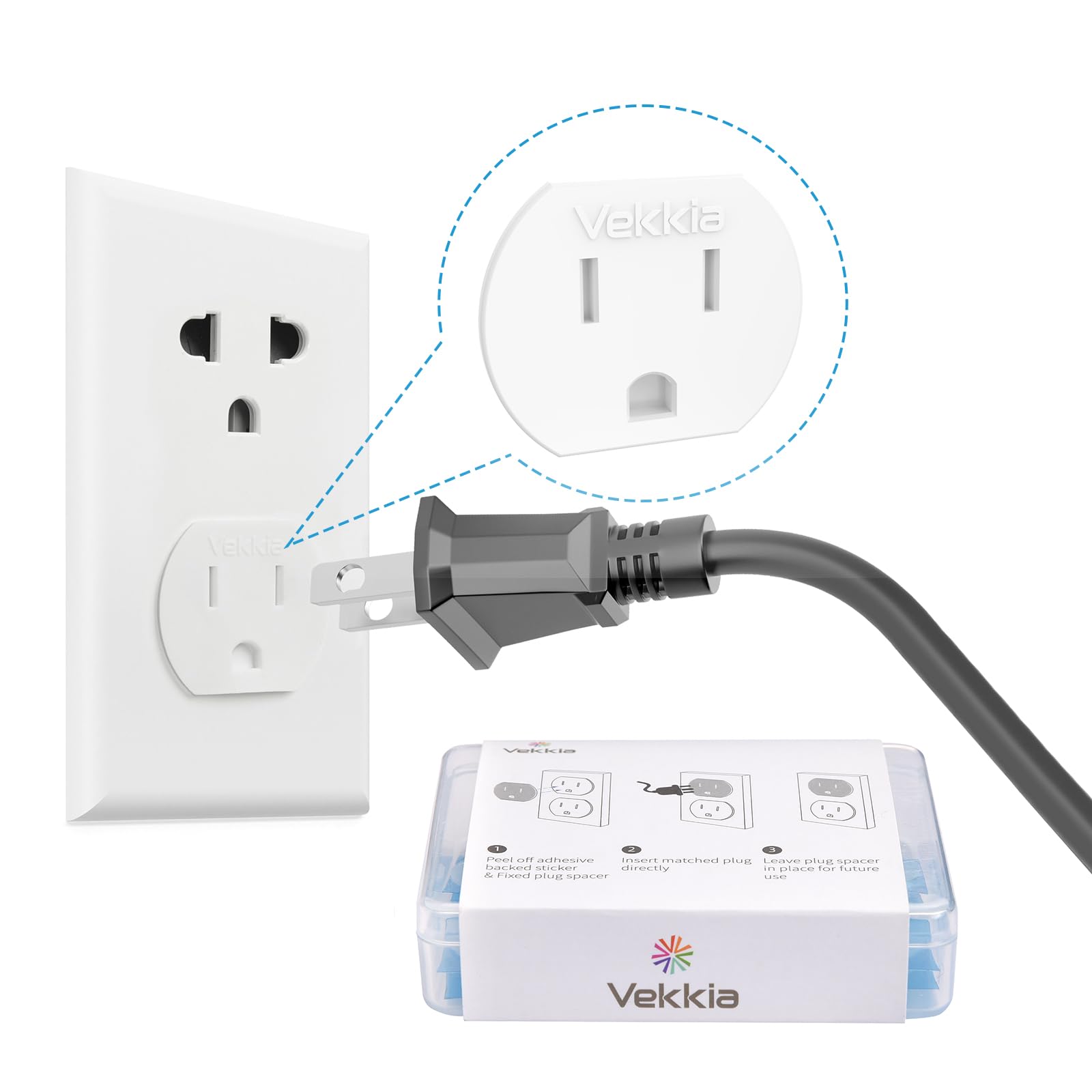 VekkiaLoose Outlet Fix Plug Spacers, Keep Your Loose Socket Jack Snug for Power Plug，Plug Fixer Stickers Prevent Extender, Adapter from Falling Out Easily or Cutting Off Electricity (10 PCS)