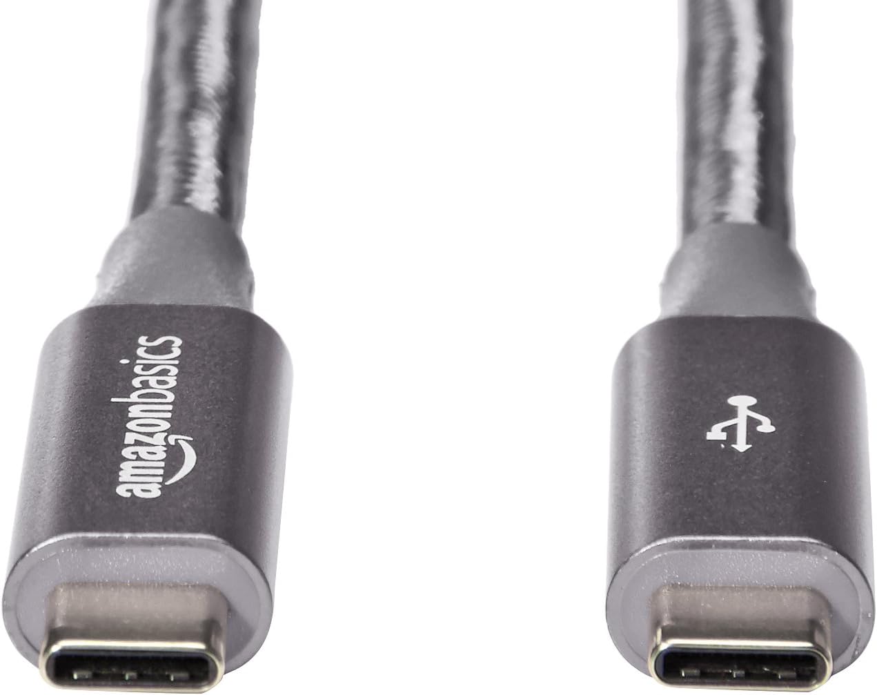 Amazon Basics Double Braided Nylon USB-C to USB-C 3.1 Gen 2 (10Gbps) Fast Charging Cable, 3A - 1-Foot, Dark Gray