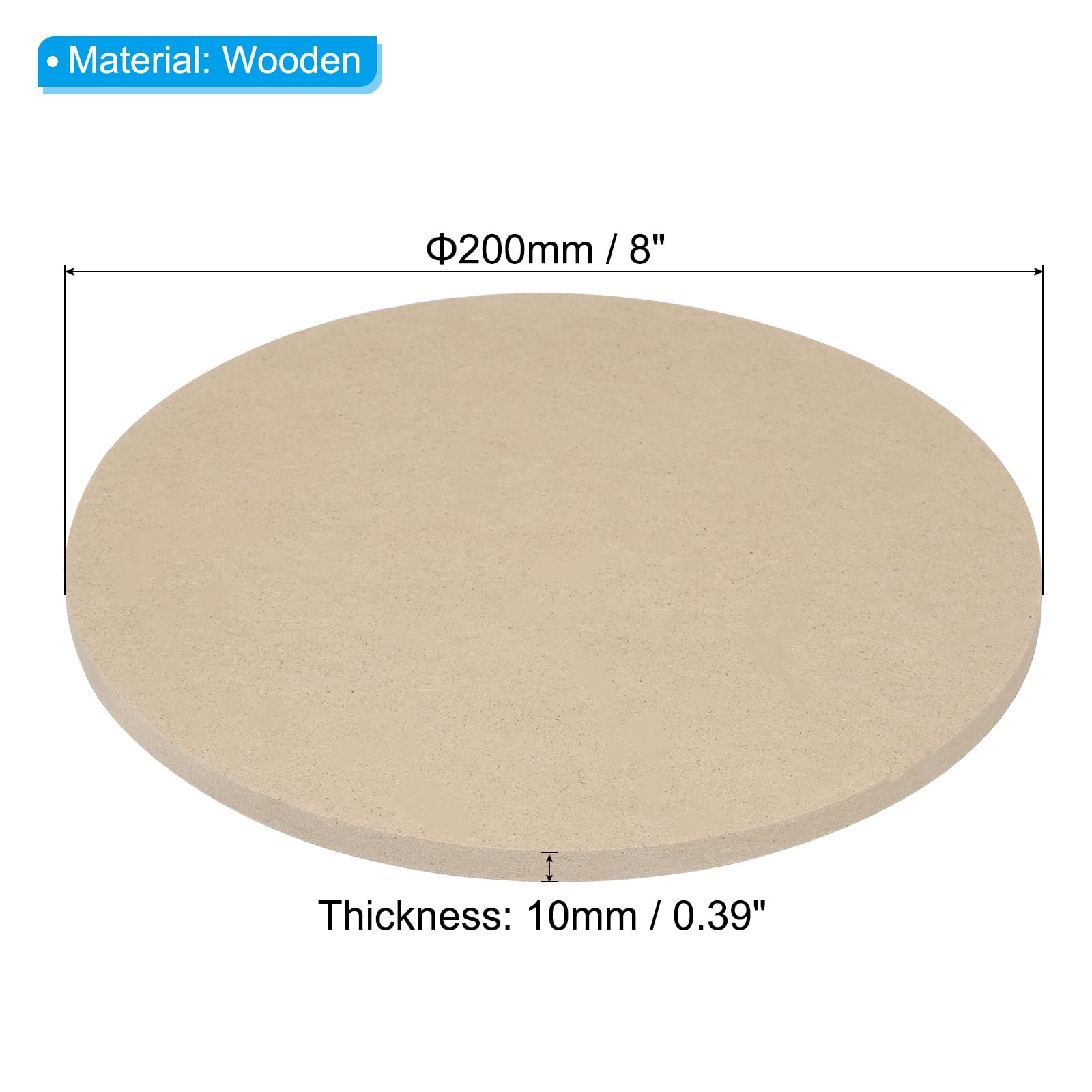 PATIKIL 8" Round Pottery Wheel Bat 6 Pack 0.4" Thickness for Pottery Wheel Clay Throwing and Ceramics, Brown, 8"x0.4" - Image 2