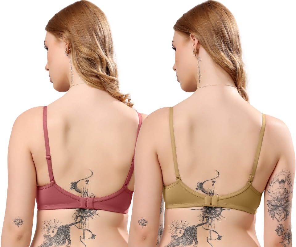 Image of London Hills Regular Bra for Women Everyday Non Padded Wire Free Mid Coverage Cotton Blend