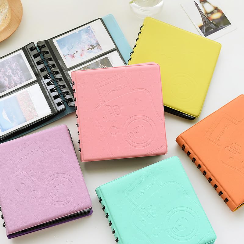 Álbum de Fotos Libro de Fotos, Álbum de Fotos con 68 Bolsillos, miniálbum de Fotos instantáneo, Estuche for Fotos de películas de 7, 8, 25, 50, 70 y 90(Purple)