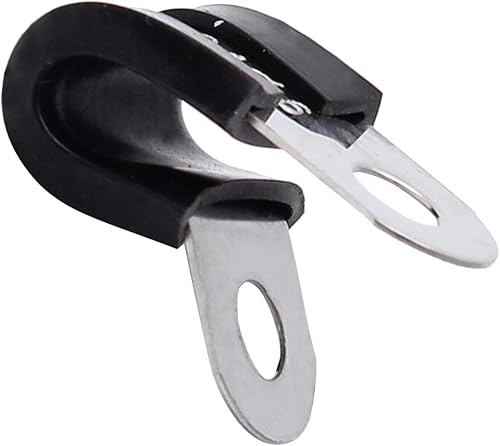 Miniatura 10 de 20 abrazaderas de cable de acero inoxidable de 58 pulgadas, abrazadera de tubo aislada acolchada de goma tipo R abrazadera de alambre de metal para