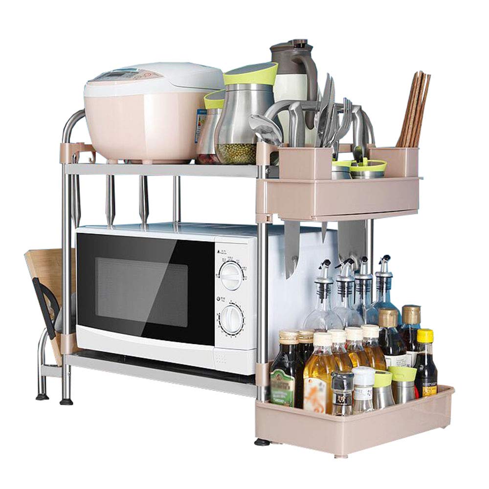Support de rangement pour micro-ondes étagère cuisine inox crochets