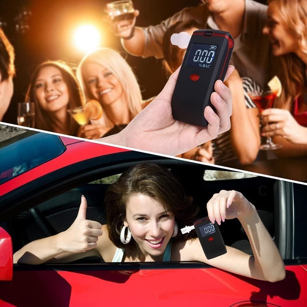 Profesjonalny alkomat Tester alkoholu Cyfrowy wyświetlacz LCD Automatyczne wyłączanie Alarm dźwiękowy z ustnikami 4 dla kierowców lub użytku domowego
