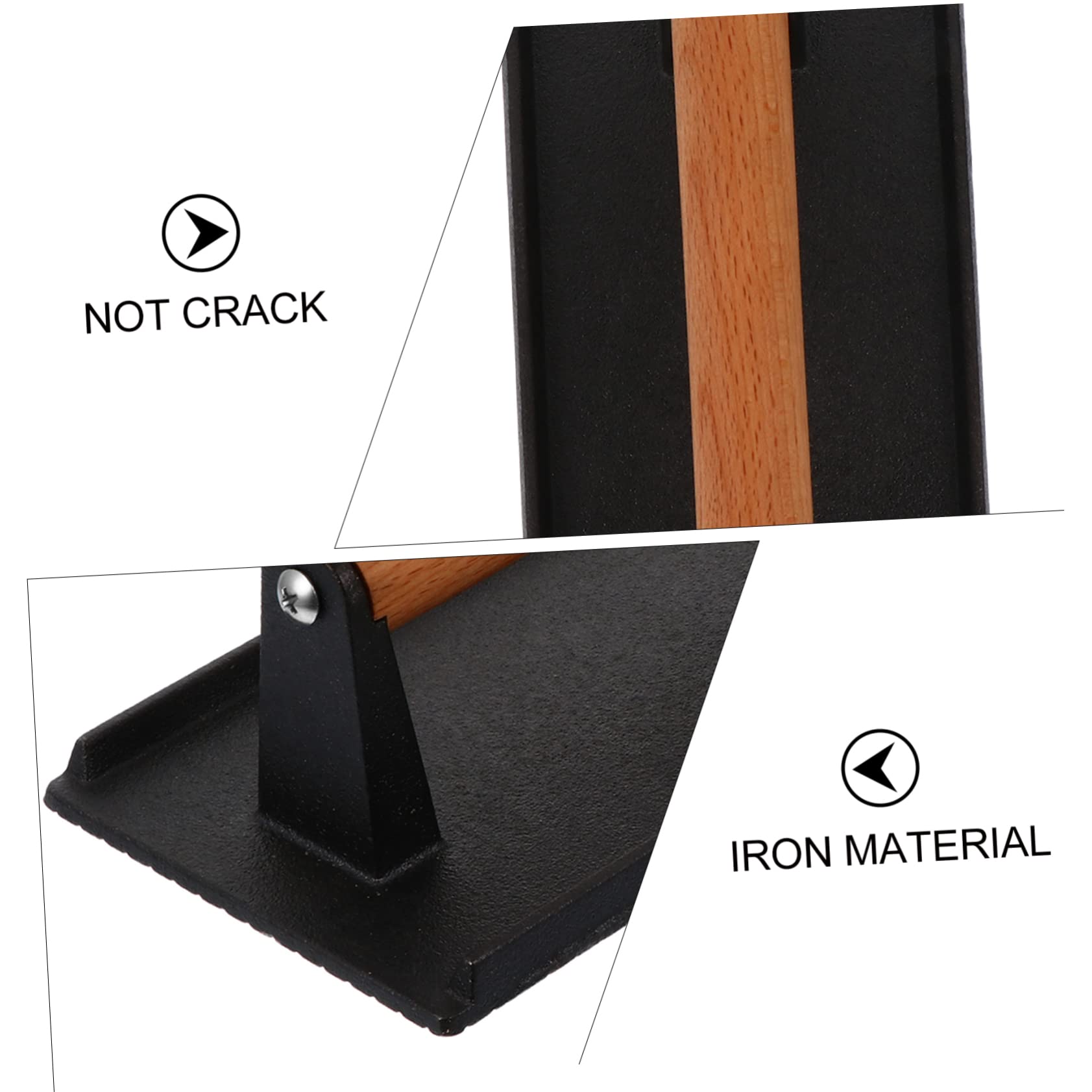 Happyyami 1 PC Convenient Cast Grill Press Stylish Steak Press Plate for BBQ Heavy Duty Meat Cooking for Even Heating and Removing Unwanted Fats Black