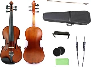 Yinfente 5 String Electric Violin Full Size Maple Back Side Spruce Top Ebony Accessories EQ Preamp With Hard Case,Brazilwood Bow,Rosin,AUX Cable,Cleaning Cloth,Shoulder Rest Beginner Student Violin