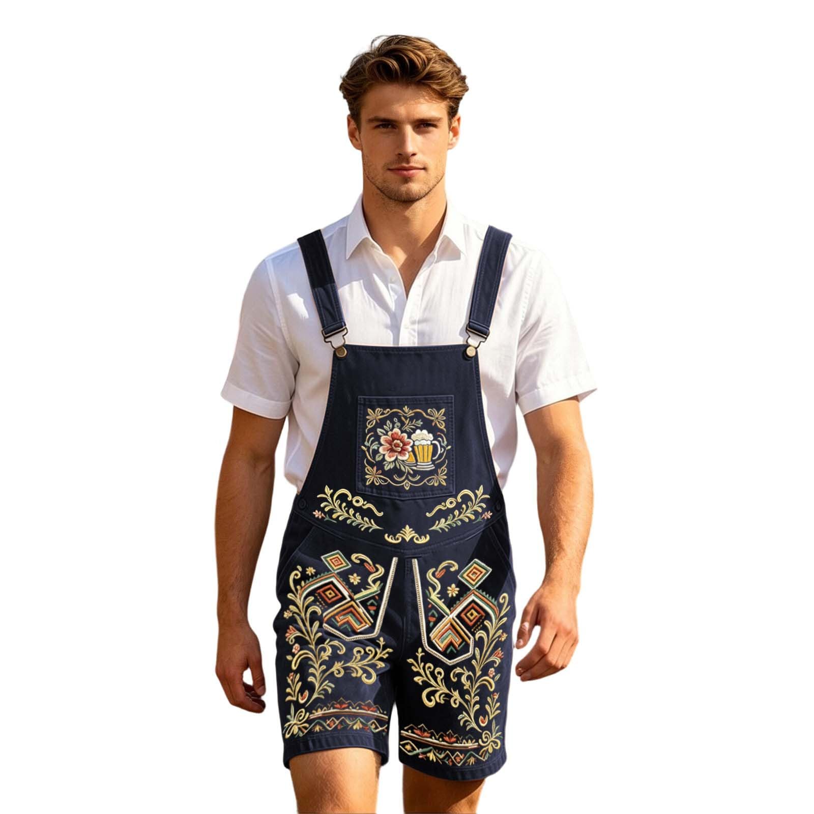 Generisch Leder Hosen Herren Herren Bierfest-Stil Lässige Shorts mit Streifenmuster für Freizeit Outdoor Alltag