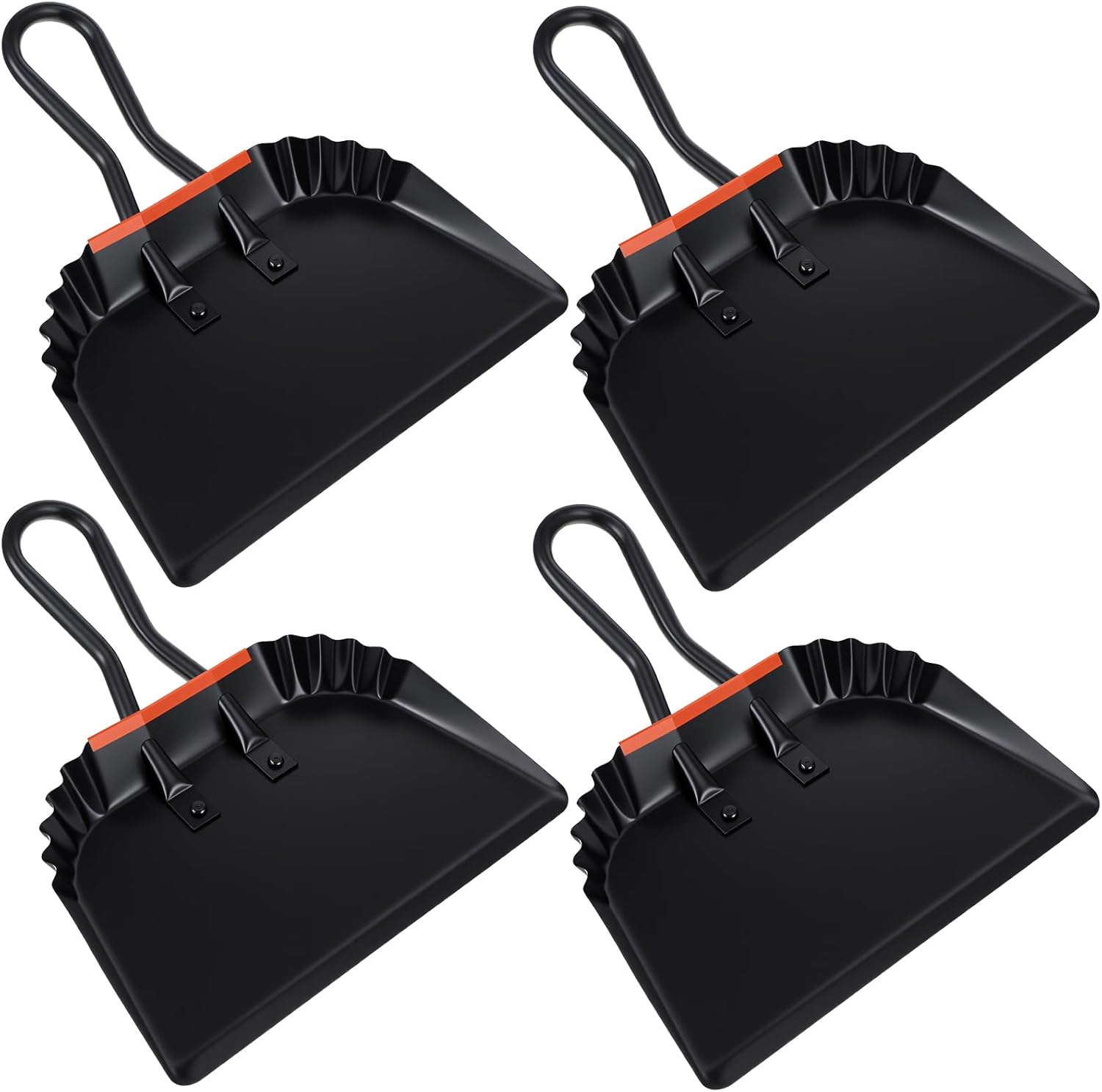 4 Pack 12 inch Heavy Duty Metal Dustpan Large Wide Dust Pans for Household Handheld Wide Scooper and Debris Cleaning Tool Ideal for Home and Commercial Use (Black) - Image 1 of 7