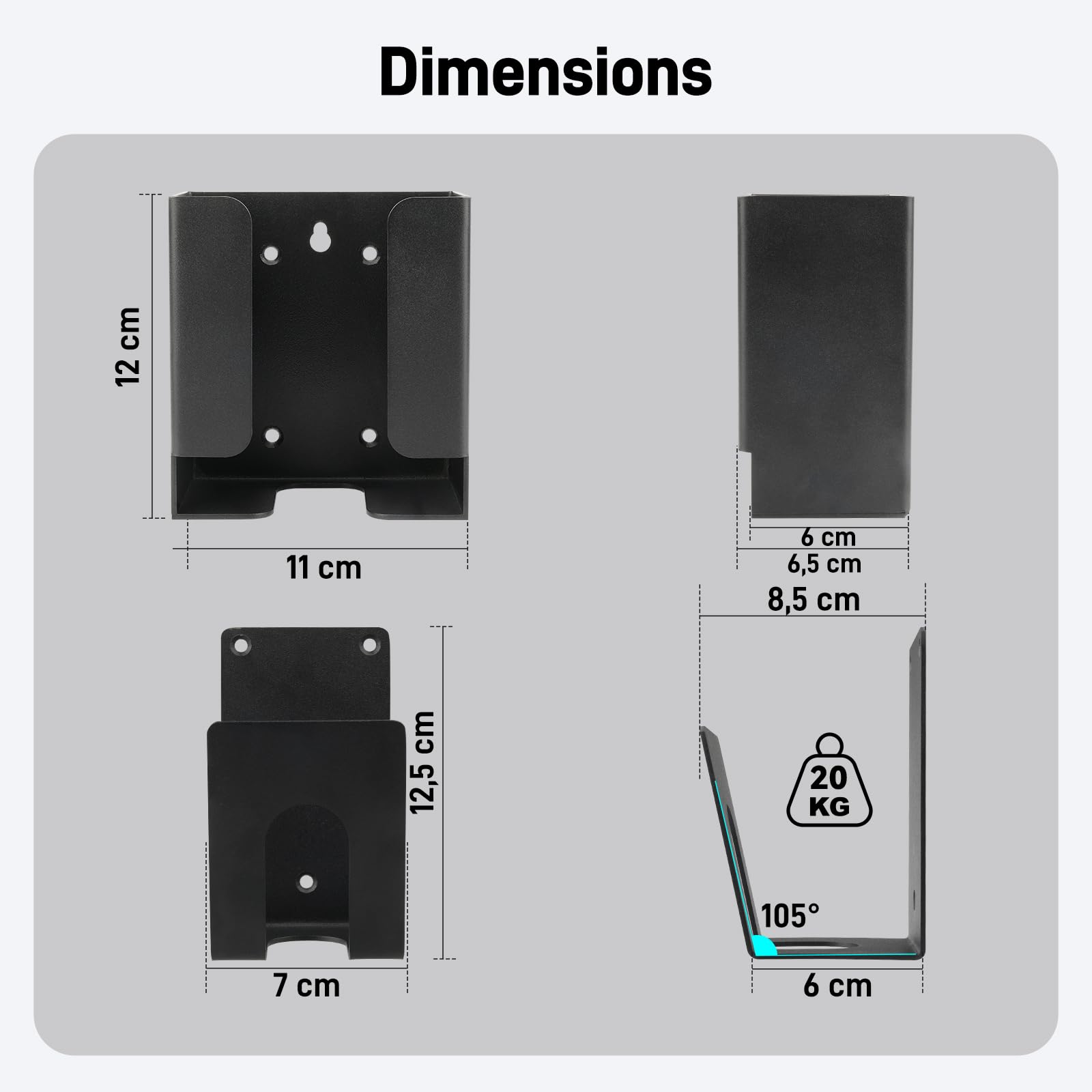 Kit Support Chargeur Véhicule Électrique – Organisateur Mural avec Support Boîtier de Contrôle et Crochet J pour Chargeurs EV Portables, Support Métallique Robuste pour Gestion Câbles EV