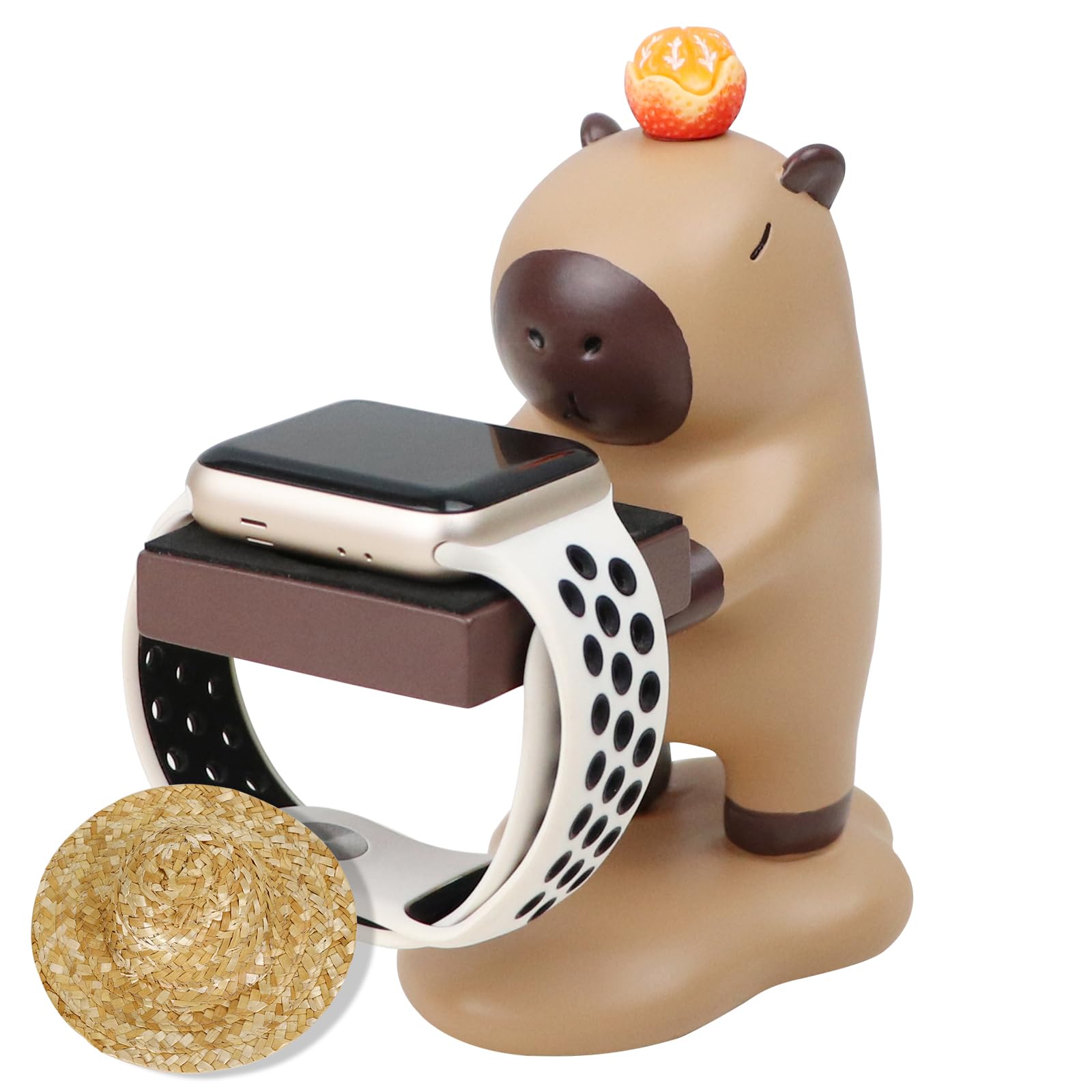 for Apple Watch Charger Stand Holder Compatible with Apple Watch Series Ultra2/Ultra/10/9/8/7/6/SE2/SE/5/4/3/2/1(49/46/45/44/42/41/40/38mm) Capybara iWatch Charging Dock, Used as a Tabletop Ornament-image-20