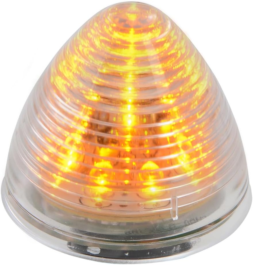 Grand General 81241 LED Light (2.5" Beehive Red/Clear with Grommet and Pigtail), 1 Pack