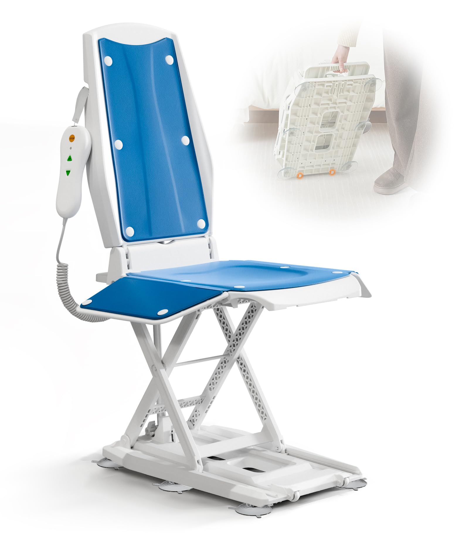 Upgrade Electric Chair Lift with Wheels, Get Up from Floor, Portable Lift Assist Devices for Elderly, Includes 2 Types Suction Cups, Support Up to 300 LBS, No Assembly, AX10