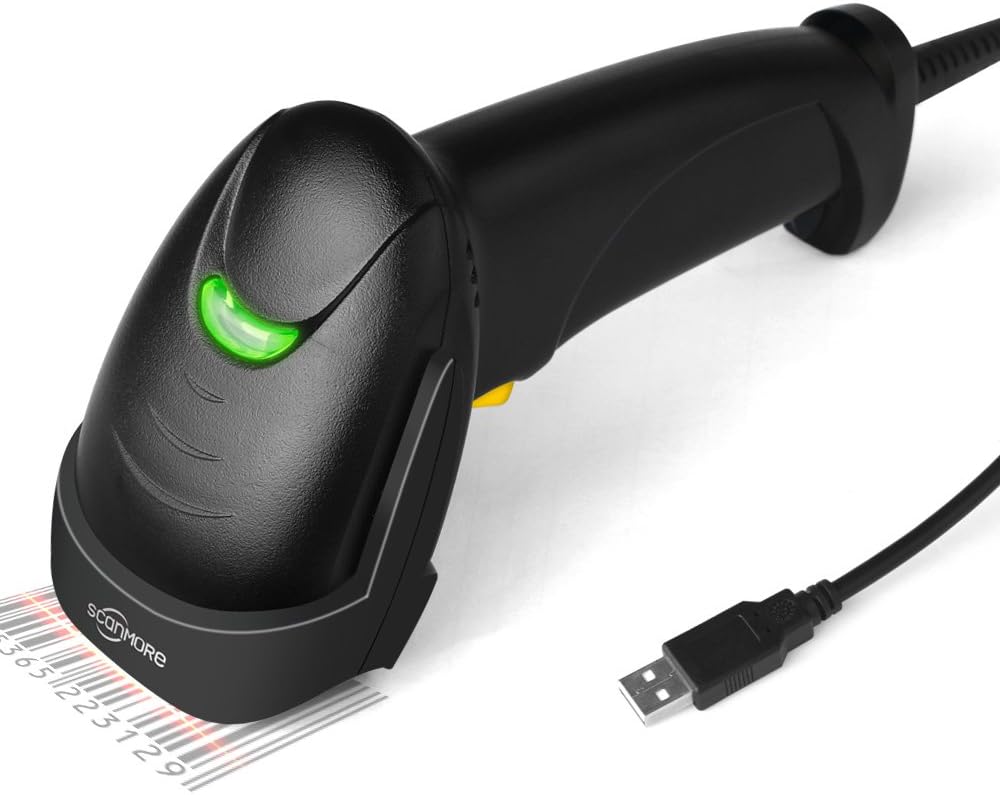 Handheld USB Barcode Scanner Wired Automatic 1D Bar Code Reader for Supermarket, Convenience Store, Warehouse : Office Products