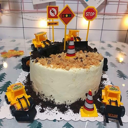 Miniatura 4 de Decoración para tartas de construcción, grúa grande, excavadora, tráfico, señales de tráfico, decoración de pasteles, suministros de fiesta de