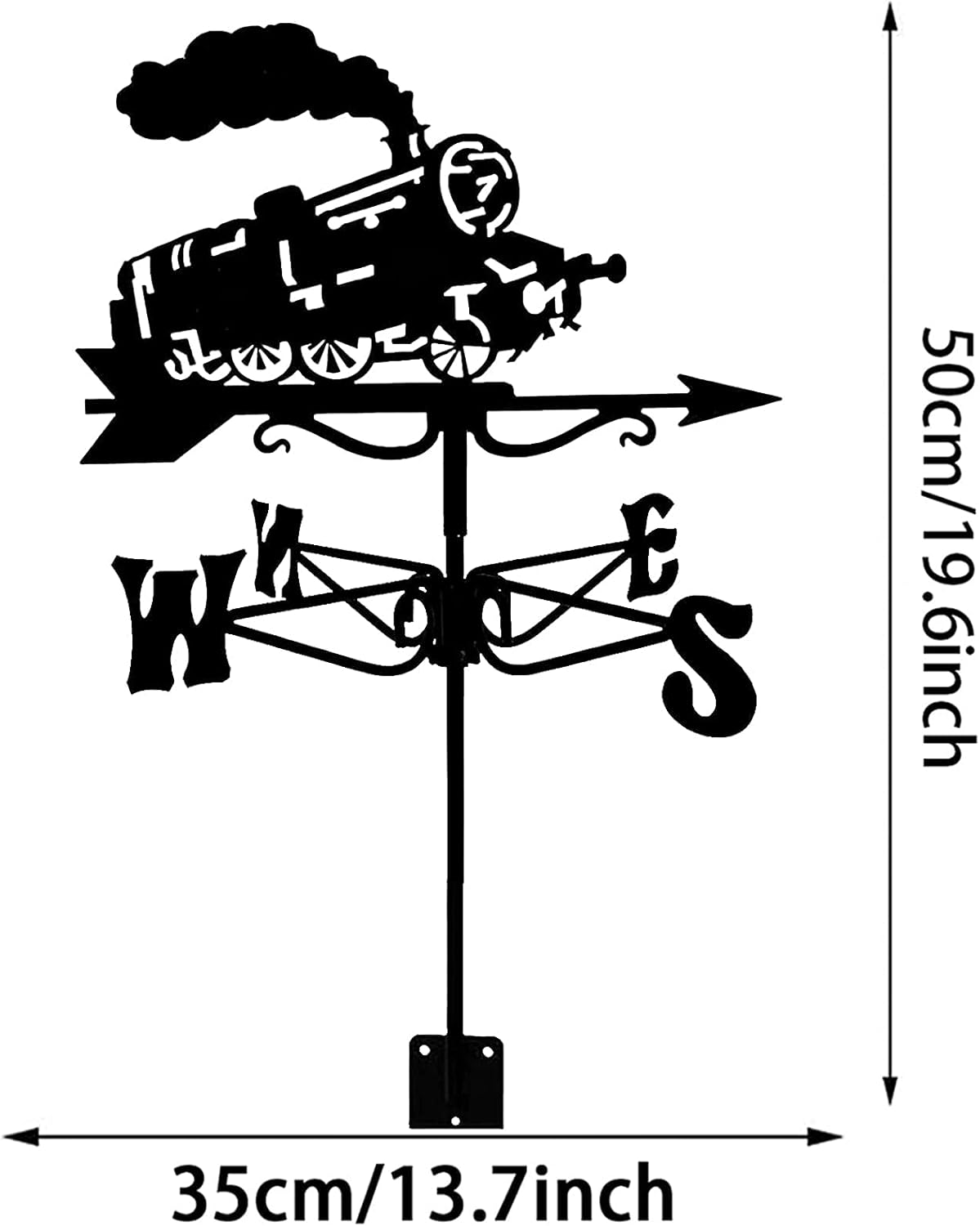 Weathervane,Weather Vane Train Pattern Weathervane with Roof Mount Architectural Style Stainless Steel Outdoor Wind Vane Measuring Tools Garden Supplies