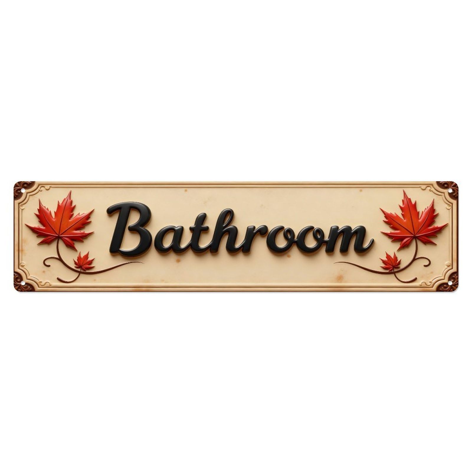 Autumn Maple Leaf Bathroom Sign Metal Tin Sign Plaque