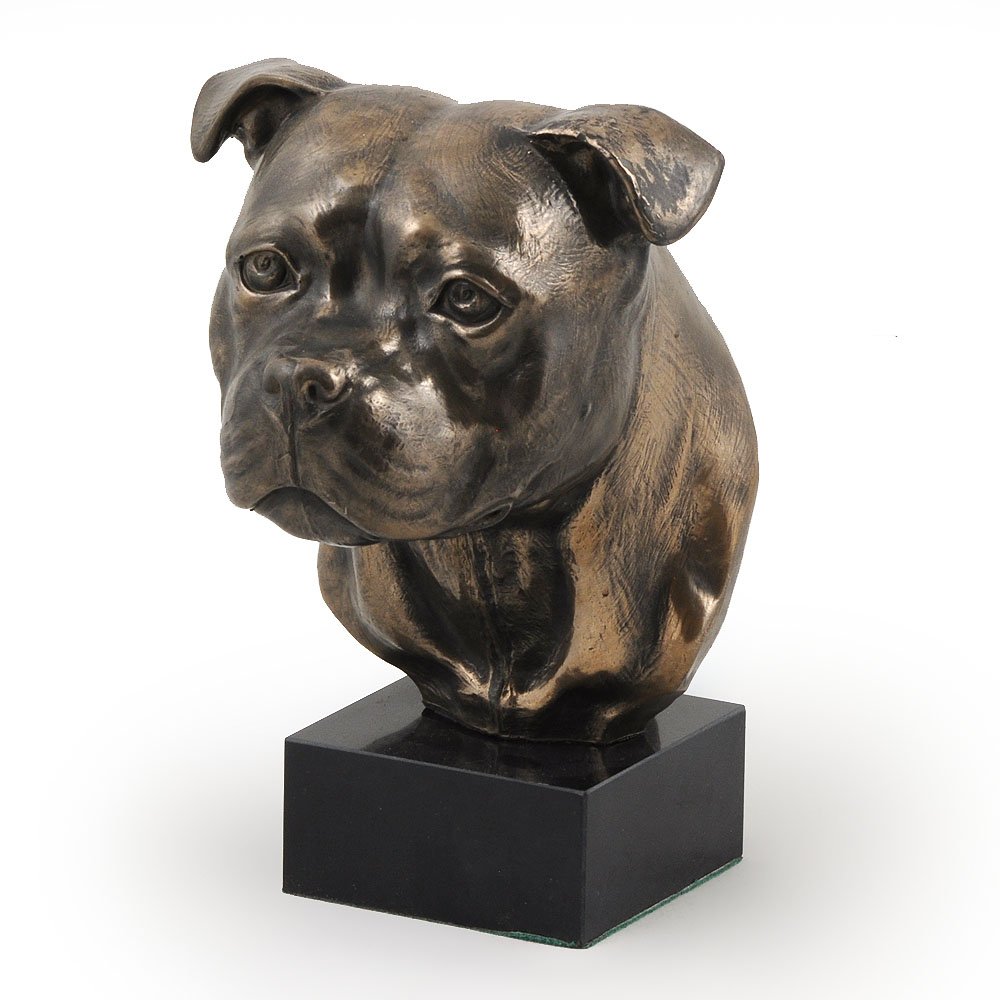 Art-Dog Staffordshire Bull Terrier Iii Dog Marble Statue - Unique Edition Collection - Handmade Cold Cast Bronze Sculpture For Dog Lovers Indoor– Dog Figurine – Statue