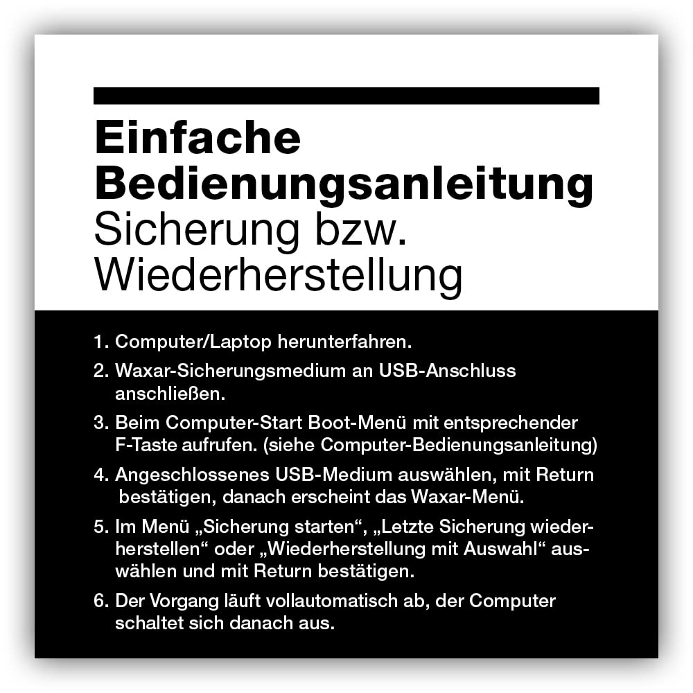 Waxar EasyImage-1000 Extended, High-End Backup Software inklusive Speicher 1TB, läuft sofort ohne Installation, kompatibel mit Windows | Mac | Linux, Server-Edition, 1 Gerät, Life-Time License, DE