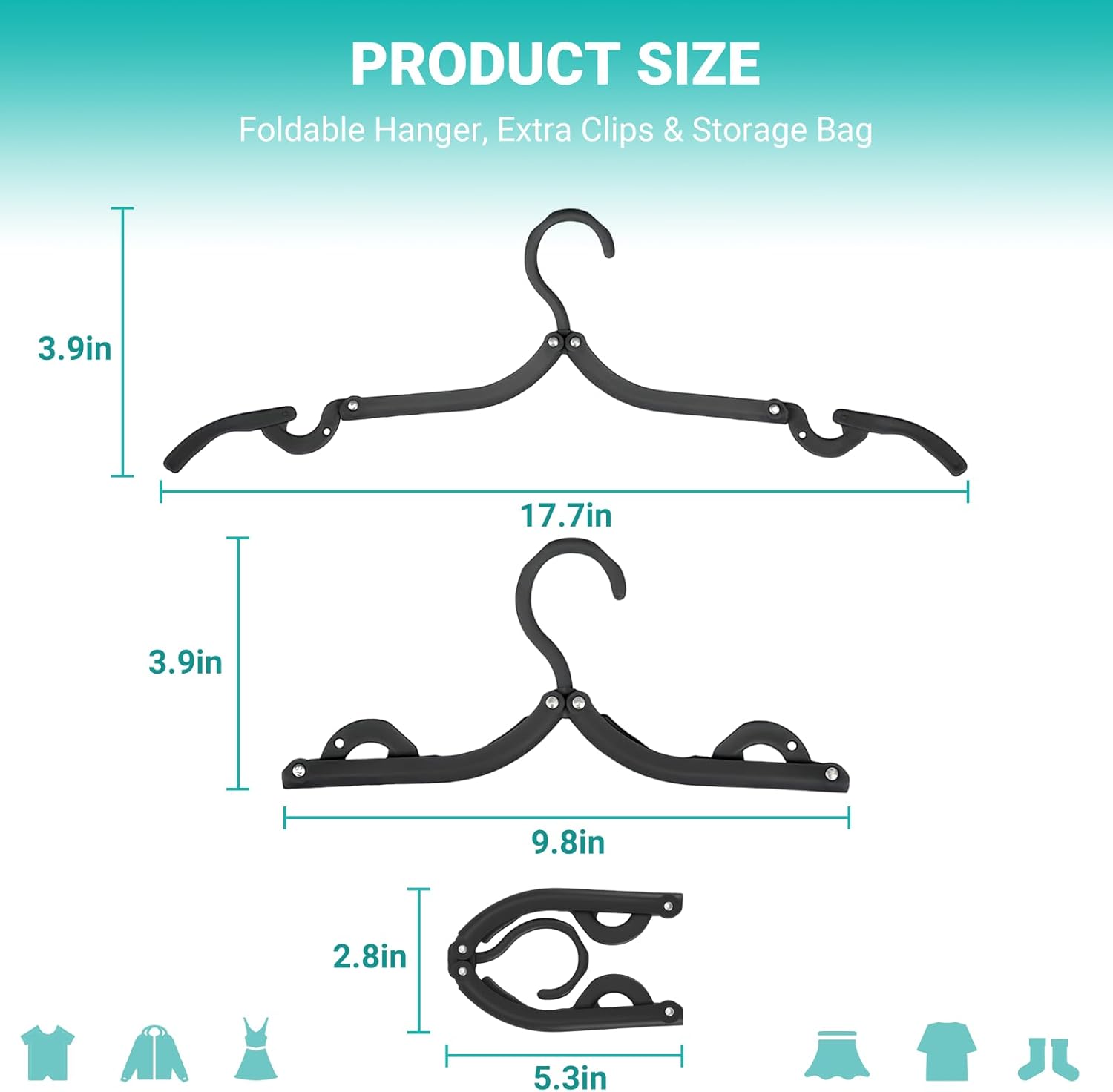 10Travel Hangers Foldable,Folding for Travtravel Hangerscruise Essentials , 2025 Upgraded Folding Travel, Foldable for Suitcaseeling Travel Hangers (Black) - Image 2